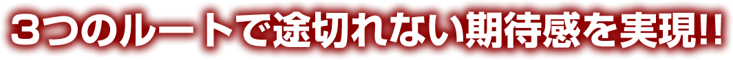 3つのルートで途切れない期待感を実現!!